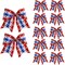 12 Pcs 6 Inch Red White Blue Star Stripes American Flag Bow 4th of July Wreath Bows